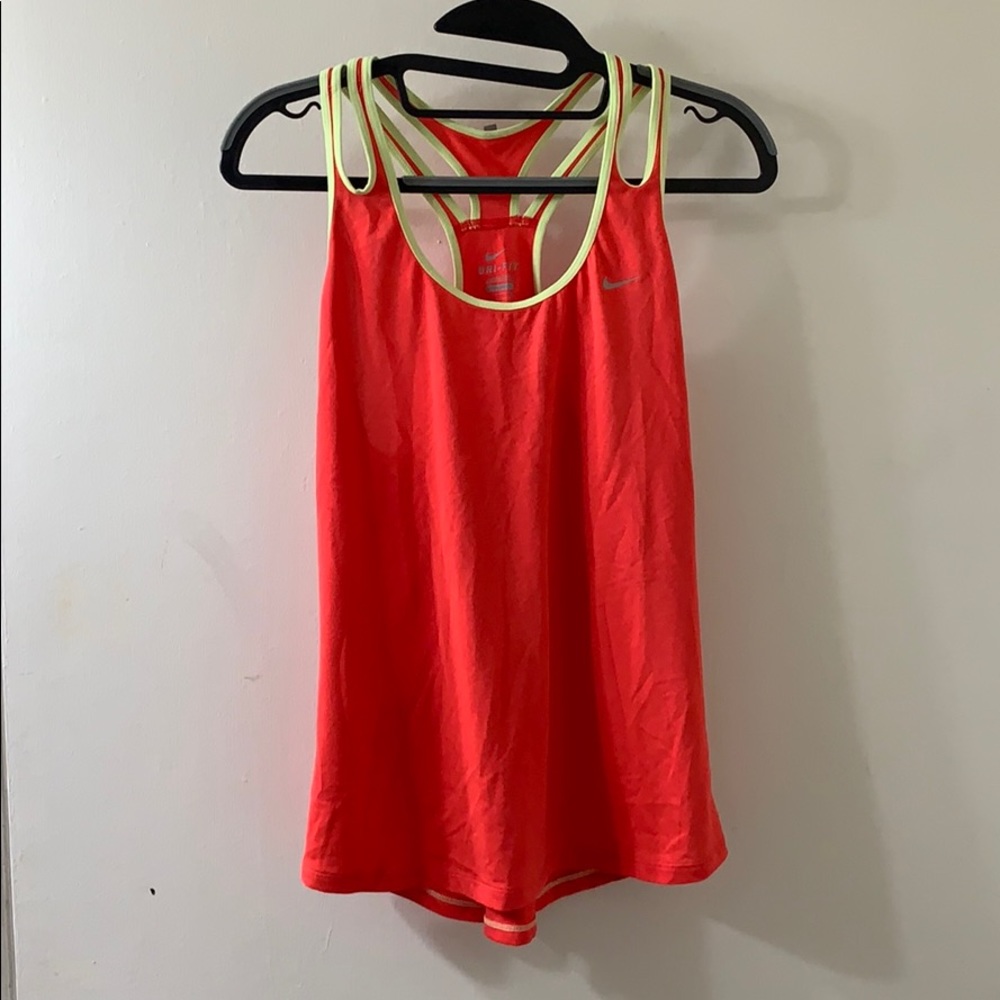 Coral and Green Nike Dry Fit Workout Tank Top
